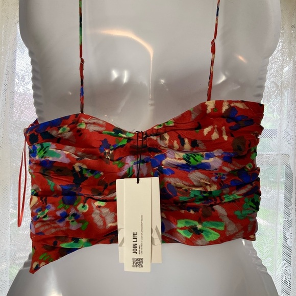 Zara Orange and Blue floral Camisole L NWT! - Picture 3 of 4